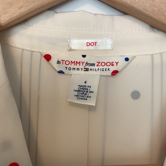 Tommy Hilfiger Zooey Deschanels dress off white with polka dots size 4 - Picture 3 of 8